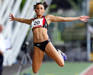 Louise Hazel in action performing long jump
