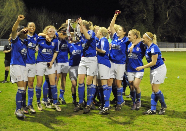 Ipswich Town Ladies winning the Suffolk Cup Final